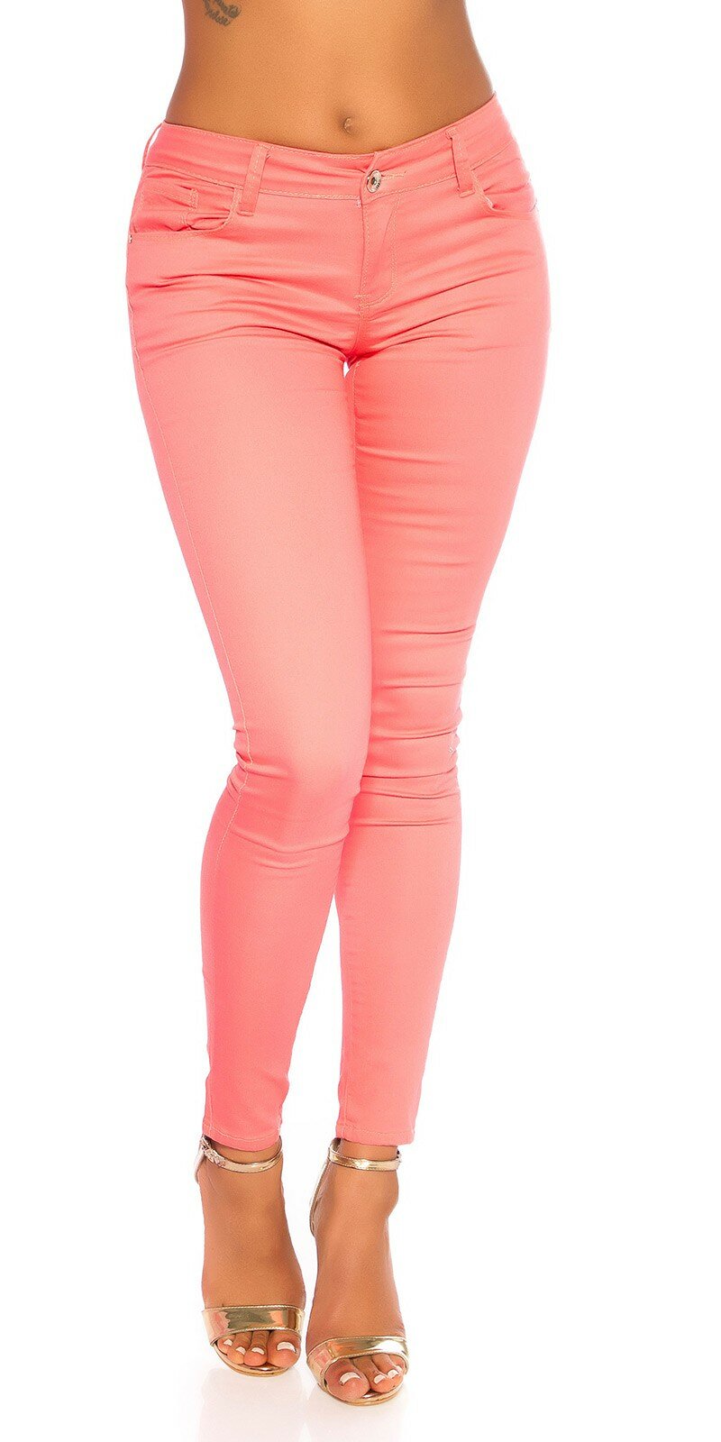 ružové slim džínsy